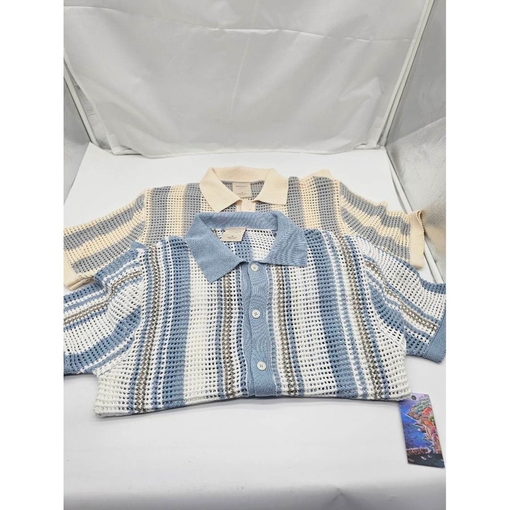 NWT Massive Luxury Mens Sweater Bundle (2) Knit Crochet Striped Cotton Medium